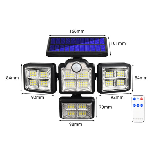 TG-TY085 Solar 4-Head Rotatable Wall Light with Remote Control Body Sensing Outdoor Waterproof Garden Lamp, Style: 198 LED Integrated - Solar Lights by buy2fix | Online Shopping UK | buy2fix
