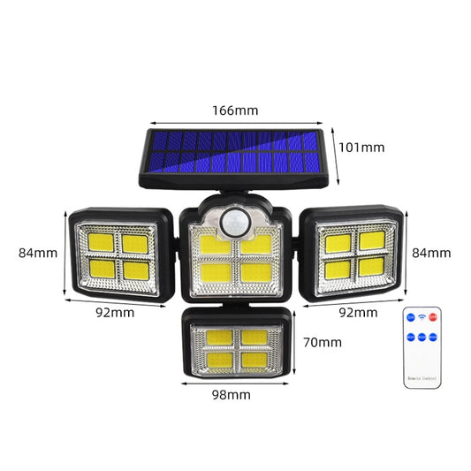 TG-TY085 Solar 4-Head Rotatable Wall Light with Remote Control Body Sensing Outdoor Waterproof Garden Lamp, Style: 198 COB Integrated - Solar Lights by buy2fix | Online Shopping UK | buy2fix