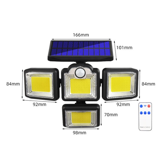 TG-TY085 Solar 4-Head Rotatable Wall Light with Remote Control Body Sensing Outdoor Waterproof Garden Lamp, Style: 192 COB Integrated - Solar Lights by buy2fix | Online Shopping UK | buy2fix
