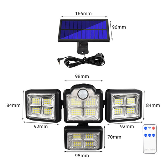 TG-TY085 Solar 4-Head Rotatable Wall Light with Remote Control Body Sensing Outdoor Waterproof Garden Lamp, Style: 198 LED Separated - Solar Lights by buy2fix | Online Shopping UK | buy2fix