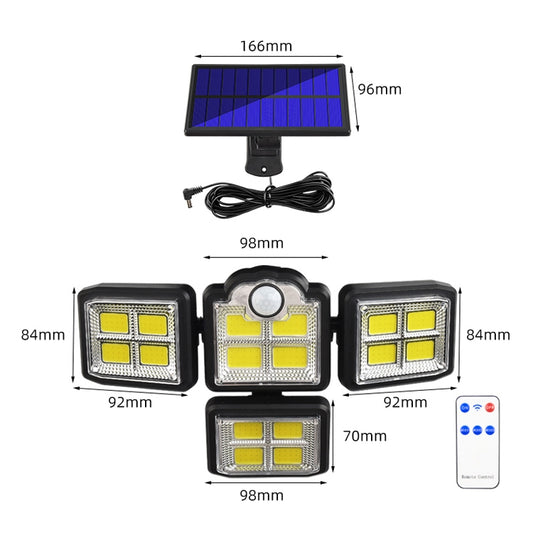 TG-TY085 Solar 4-Head Rotatable Wall Light with Remote Control Body Sensing Outdoor Waterproof Garden Lamp, Style: 198 COB Separated - Solar Lights by buy2fix | Online Shopping UK | buy2fix