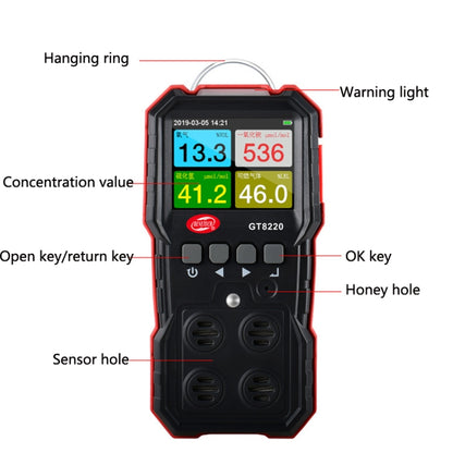 BENETECH GT8220 Flammable Gas + Oxygen + Hydrogen Sulfide + Carbon Monoxide Detector Combustible Gas Toxic And Harmful Detector - Gas Monitor by BENETECH | Online Shopping UK | buy2fix