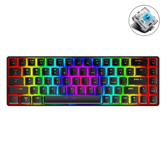 T8 68 Keys Mechanical Gaming Keyboard RGB Backlit Wired Keyboard, Cable Length:1.6m(Black Green Shaft) by buy2fix