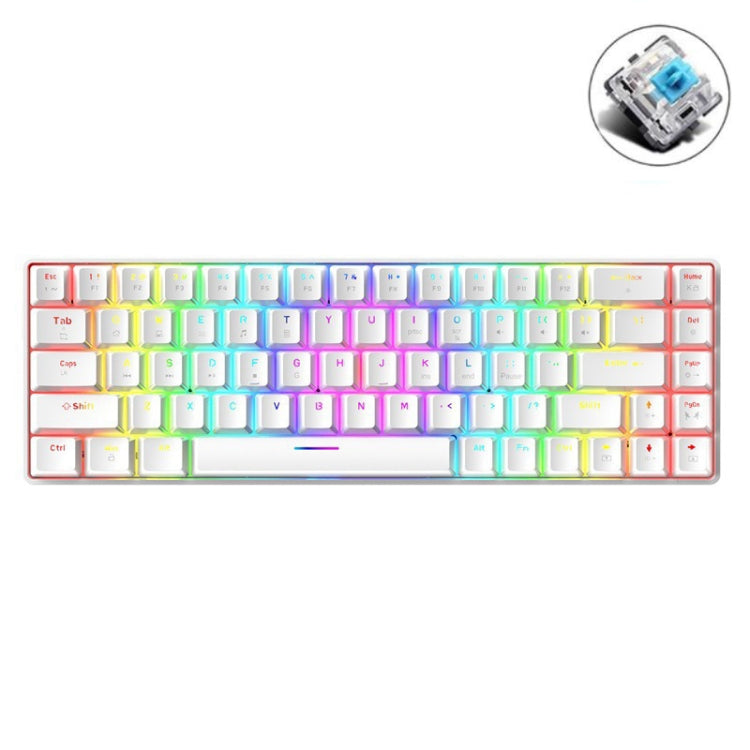 T8 68 Keys Mechanical Gaming Keyboard RGB Backlit Wired Keyboard, Cable Length:1.6m(White Green Shaft) by buy2fix