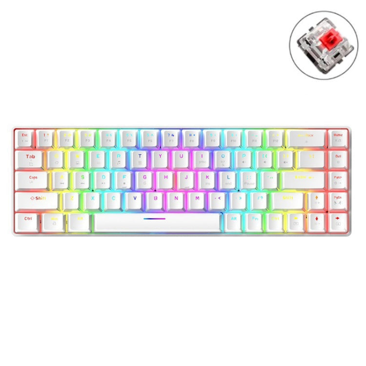 T8 68 Keys Mechanical Gaming Keyboard RGB Backlit Wired Keyboard, Cable Length:1.6m(White RGB Red Shaft) by buy2fix