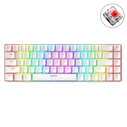 T8 68 Keys Mechanical Gaming Keyboard RGB Backlit Wired Keyboard, Cable Length:1.6m(White RGB Red Shaft) by buy2fix