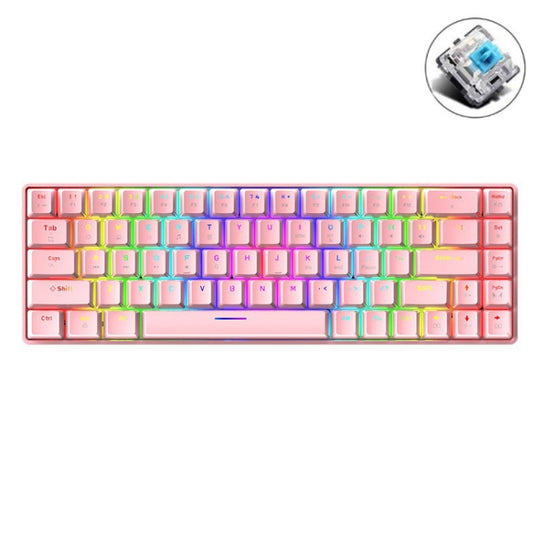 T8 68 Keys Mechanical Gaming Keyboard RGB Backlit Wired Keyboard, Cable Length:1.6m(Pink Green Shaft) by buy2fix