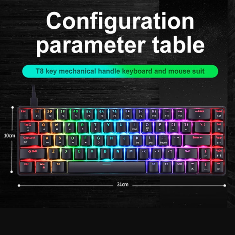 T8 68 Keys Mechanical Gaming Keyboard RGB Backlit Wired Keyboard, Cable Length:1.6m(White Green Shaft) by buy2fix