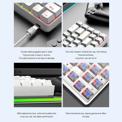 T8 68 Keys Mechanical Gaming Keyboard RGB Backlit Wired Keyboard, Cable Length:1.6m(White RGB Red Shaft) by buy2fix