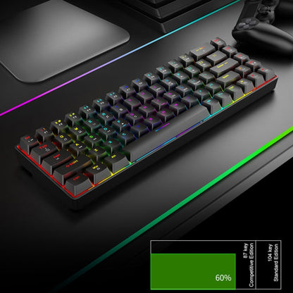 T8 68 Keys Mechanical Gaming Keyboard RGB Backlit Wired Keyboard, Cable Length:1.6m(White RGB Red Shaft) by buy2fix