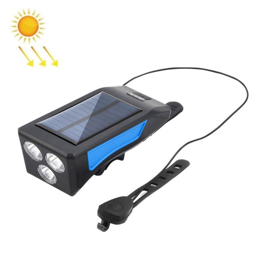 TG-ZX019 Solar Bicycle Headlight Flashlight Night Riding Strong Light USB Charging Rainproof Light(Blue) by buy2fix