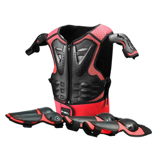 GHOST RACING Motorcycle Protective Gear Children Safety Riding Sport Vest + Knee Pads + Elbow Pads Protective Suit(Red) - Protective Gear by GHOST RACING | Online Shopping UK | buy2fix