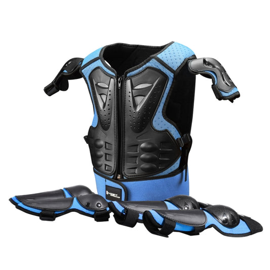 GHOST RACING Motorcycle Protective Gear Children Safety Riding Sport Vest + Knee Pads + Elbow Pads Protective Suit(Blue) - Protective Gear by GHOST RACING | Online Shopping UK | buy2fix