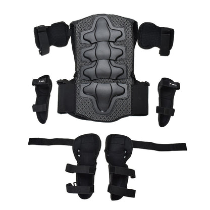 GHOST RACING Motorcycle Protective Gear Children Safety Riding Sport Vest + Knee Pads + Elbow Pads Protective Suit(Black) - Protective Gear by GHOST RACING | Online Shopping UK | buy2fix