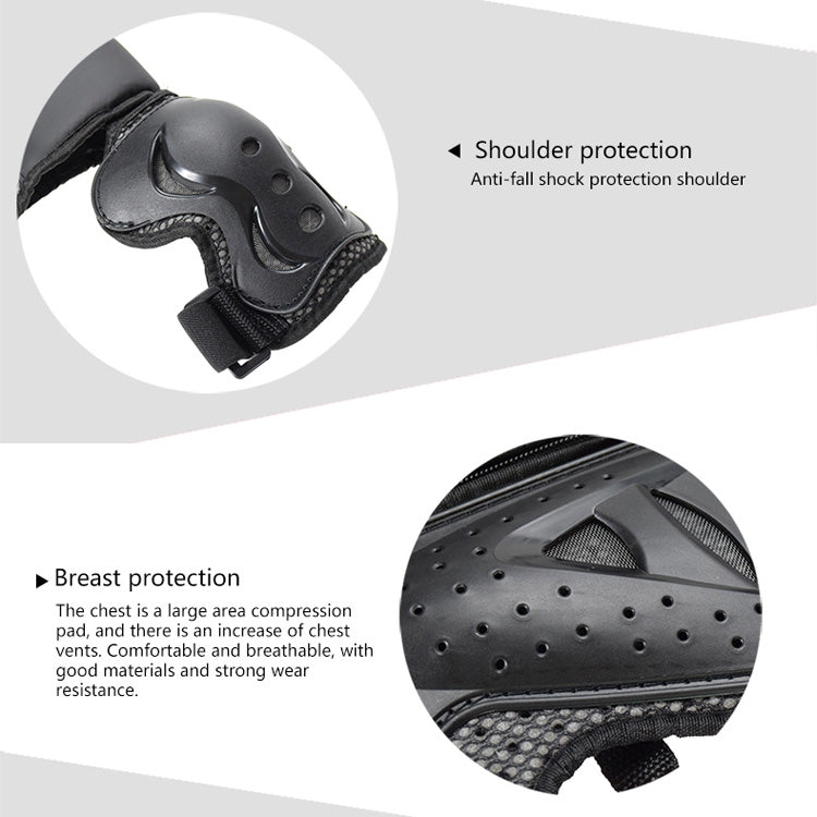 GHOST RACING Motorcycle Protective Gear Children Safety Riding Sport Vest + Knee Pads + Elbow Pads Protective Suit(Black) - Protective Gear by GHOST RACING | Online Shopping UK | buy2fix