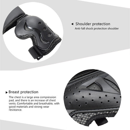 GHOST RACING Motorcycle Protective Gear Children Safety Riding Sport Vest + Knee Pads + Elbow Pads Protective Suit(Black) - Protective Gear by GHOST RACING | Online Shopping UK | buy2fix