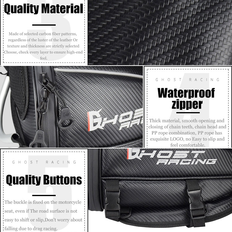 GHOST RACING GR-CWB04 Motorcycle Riding Bag Locomotive Back Bag(Black) - Bags & Luggages by GHOST RACING | Online Shopping UK | buy2fix