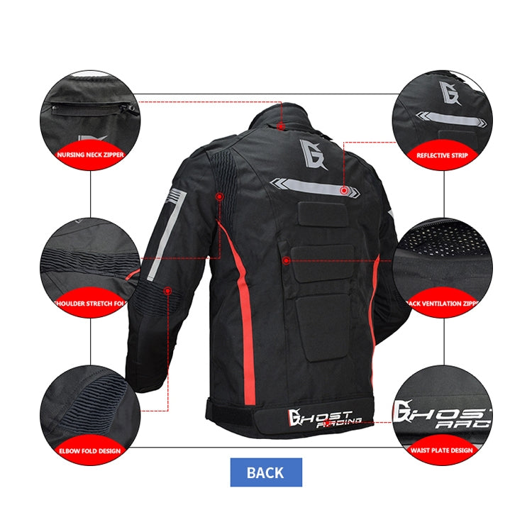 GHOST RACING GR-Y07 Motorcycle Cycling Jacket Four Seasons Locomotive Racing Anti-Fall Cloth, Size: XXXL(Black) - Protective Gear by GHOST RACING | Online Shopping UK | buy2fix