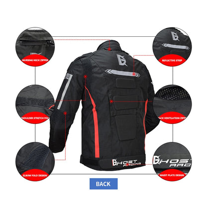 GHOST RACING GR-Y07 Motorcycle Cycling Jacket Four Seasons Locomotive Racing Anti-Fall Cloth, Size: XXXL(Black) - Protective Gear by GHOST RACING | Online Shopping UK | buy2fix