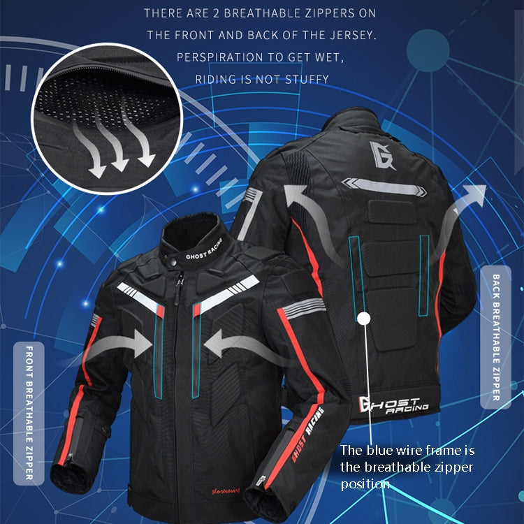 GHOST RACING GR-Y07 Motorcycle Cycling Jacket Four Seasons Locomotive Racing Anti-Fall Cloth, Size: XXXL(Black) - Protective Gear by GHOST RACING | Online Shopping UK | buy2fix