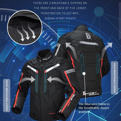 GHOST RACING GR-Y07 Motorcycle Cycling Jacket Four Seasons Locomotive Racing Anti-Fall Cloth, Size: XXXL(Black) - Protective Gear by GHOST RACING | Online Shopping UK | buy2fix