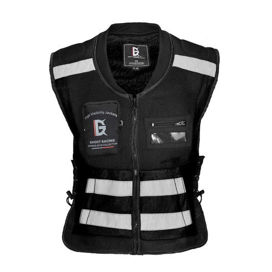 GHOST RACING GR-Y06 Motorcycle Riding Vest Safety Reflective Vest, Size: XXL(Black) - Protective Gear by GHOST RACING | Online Shopping UK | buy2fix