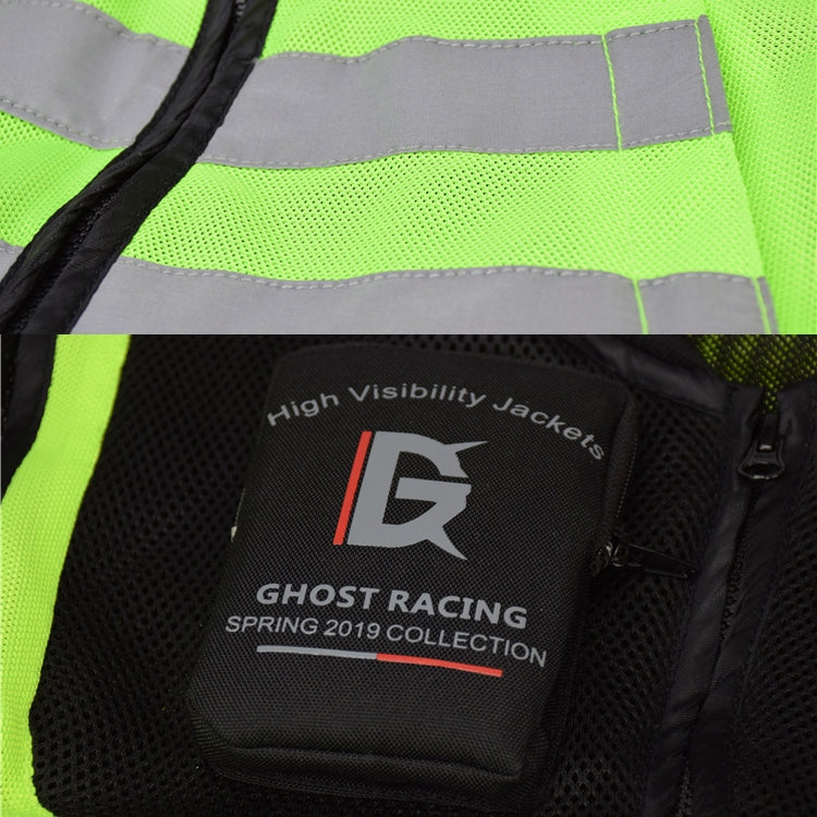 GHOST RACING GR-Y06 Motorcycle Riding Vest Safety Reflective Vest, Size: XXXL(Fluorescent Green) - Protective Gear by GHOST RACING | Online Shopping UK | buy2fix