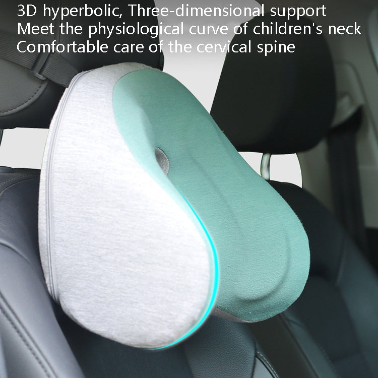 Children Car Head Pillow Car Interior Supplies Travel Sleep Adjustable U-Type Memory Cotton Neck Pillow(Matcha Green) by buy2fix