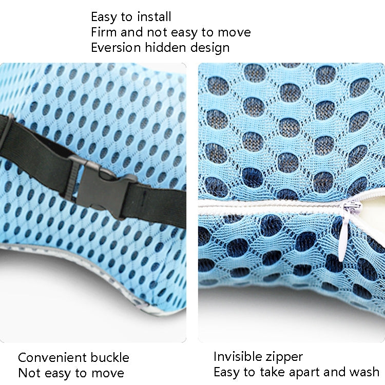 Car Supplies Lumbar Support Memory Foam Car Backrest Lumbar Cushion Seat Cushion Lumbar Pillow, Colour: 4D Grid Blue by buy2fix