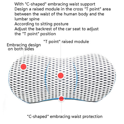 Car Supplies Lumbar Support Memory Foam Car Backrest Lumbar Cushion Seat Cushion Lumbar Pillow, Colour: Light Gray+Dark Gray - Seat Accessories by buy2fix | Online Shopping UK | buy2fix