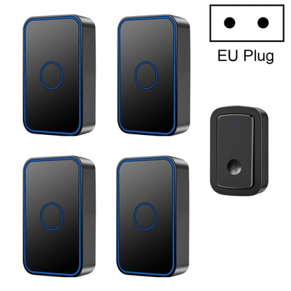 CACAZI A19 1 For 4 Wireless Music Doorbell without Battery, Plug:EU Plug(Black) - Wireless Doorbell by CACAZI | Online Shopping UK | buy2fix