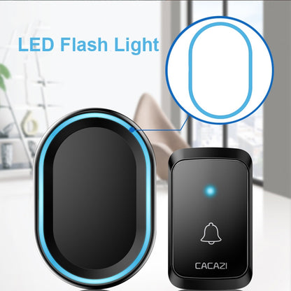 CACAZI A80 1 For 1 Wireless Music Doorbell without Battery, Plug:EU Plug(Black) - Wireless Doorbell by CACAZI | Online Shopping UK | buy2fix