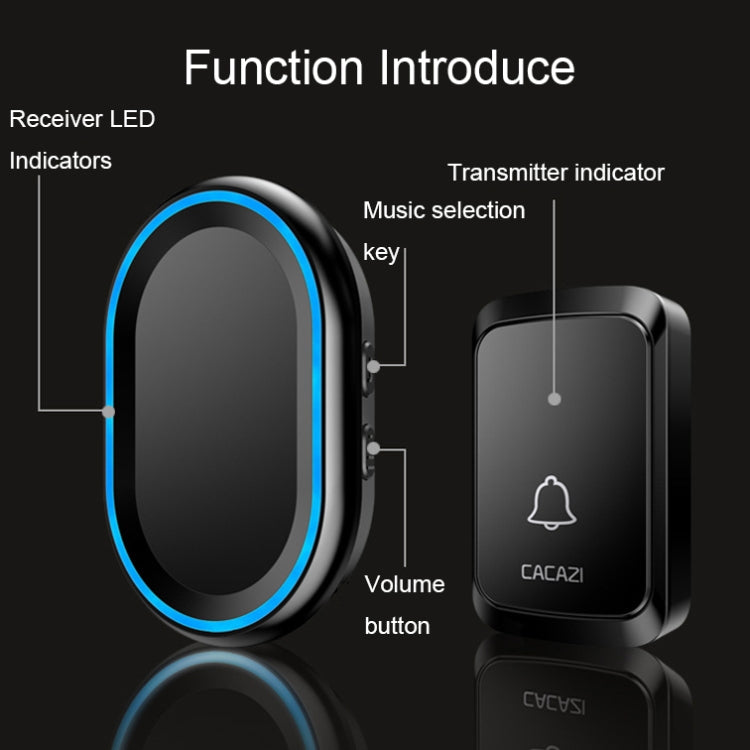 CACAZI A80 1 For 1 Wireless Music Doorbell without Battery, Plug:EU Plug(Black) - Wireless Doorbell by CACAZI | Online Shopping UK | buy2fix