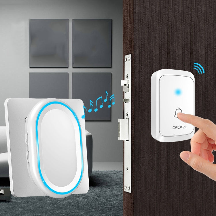 CACAZI A80 1 For 1 Wireless Music Doorbell without Battery, Plug:EU Plug(Black) - Wireless Doorbell by CACAZI | Online Shopping UK | buy2fix
