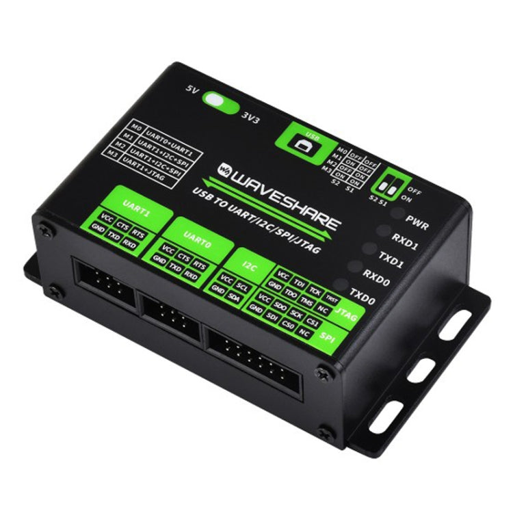 Waveshare 25411 3.3/5V USB To UART/I2C/SPI/JTAG Converter, Supports Multiple Interfaces by Waveshare