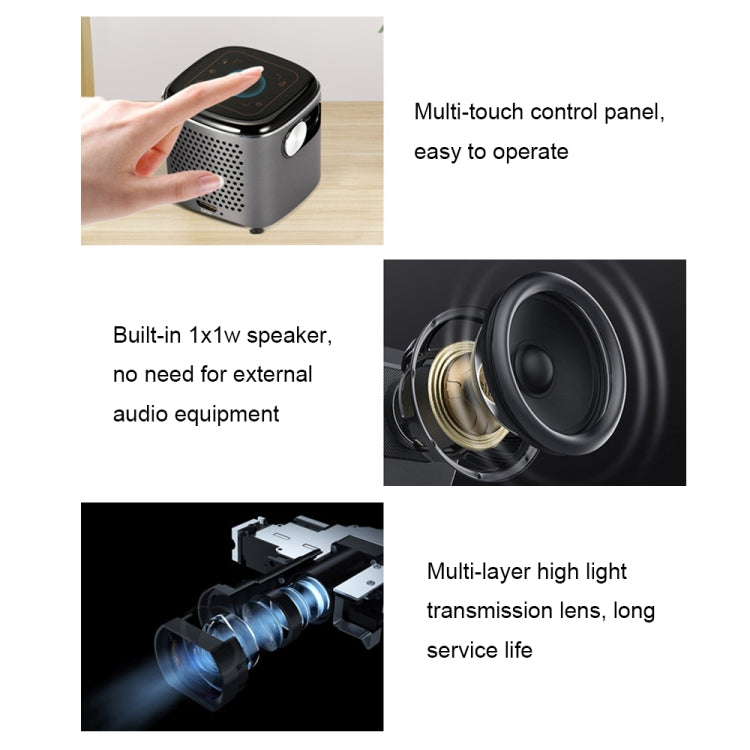 D048B 2.4G/5G WiFi Mini Smart Touch Bluetooth Projector Portable HD Phone Projector(UK Plug) - Mini Projector by buy2fix | Online Shopping UK | buy2fix