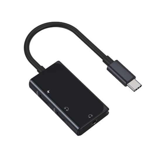 3 in 1 USB-C / Type-C Male to 3.5mm + PD 60W Female Charging & Digital Audio Adapter(Black) - Audio Adapter by buy2fix | Online Shopping UK | buy2fix