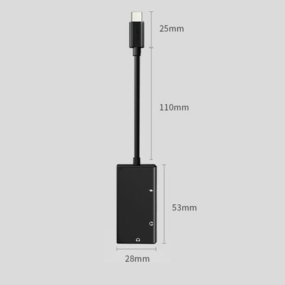 3 in 1 USB-C / Type-C Male to 3.5mm + PD 60W Female Charging & Digital Audio Adapter(Black) - Audio Adapter by buy2fix | Online Shopping UK | buy2fix