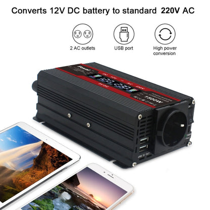 1500W LCD Smart Home Car Inverter 12V To 220V Power Converter - Modified Square Wave by buy2fix | Online Shopping UK | buy2fix