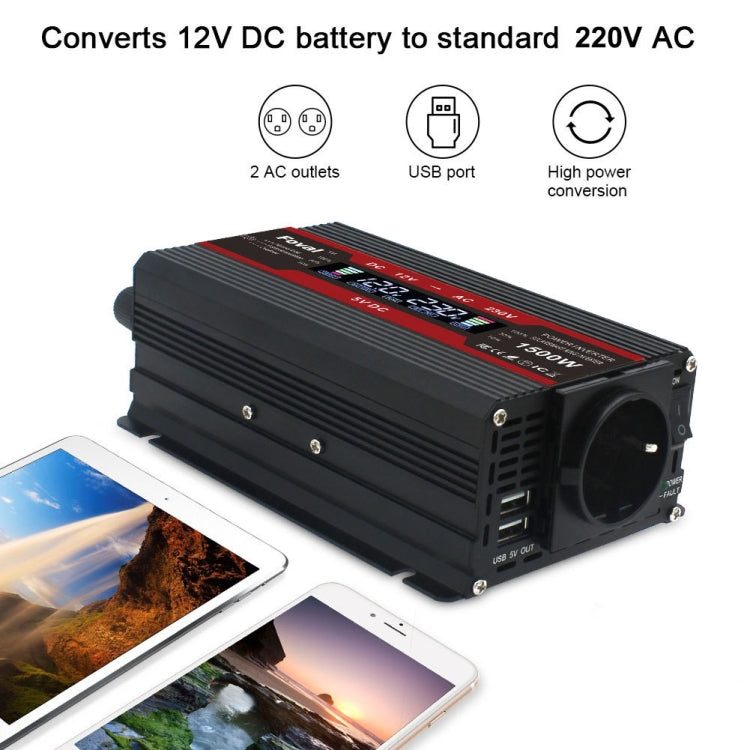 3000W LCD Smart Home Car Inverter 12V To 220V Power Converter - Modified Square Wave by buy2fix | Online Shopping UK | buy2fix