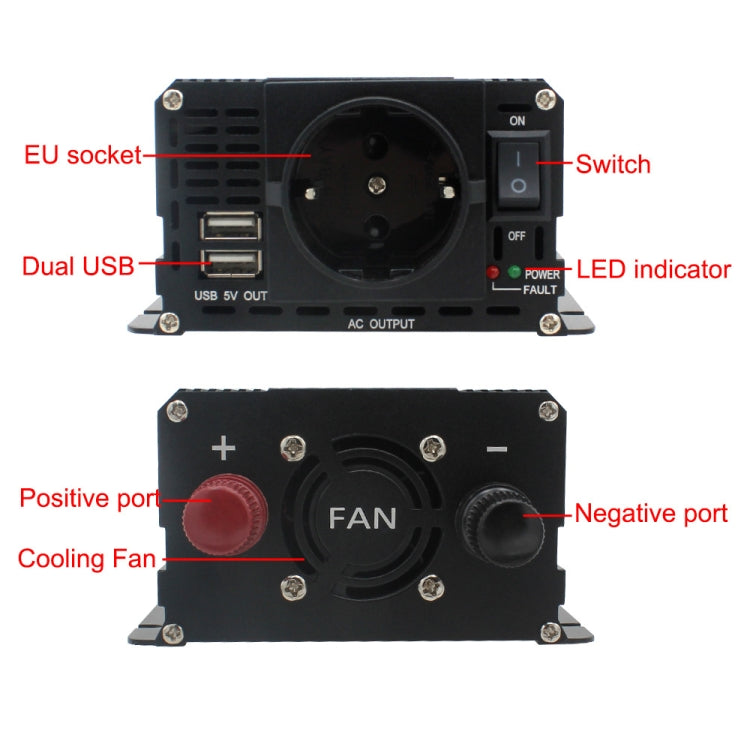 3000W LCD Smart Home Car Inverter 12V To 220V Power Converter - Modified Square Wave by buy2fix | Online Shopping UK | buy2fix