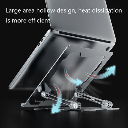 Integrated Foldable Laptop Stand Hollow Heat-Dissipating Flat Desktop Stand(Moon Silver) - Laptop Stand by buy2fix | Online Shopping UK | buy2fix