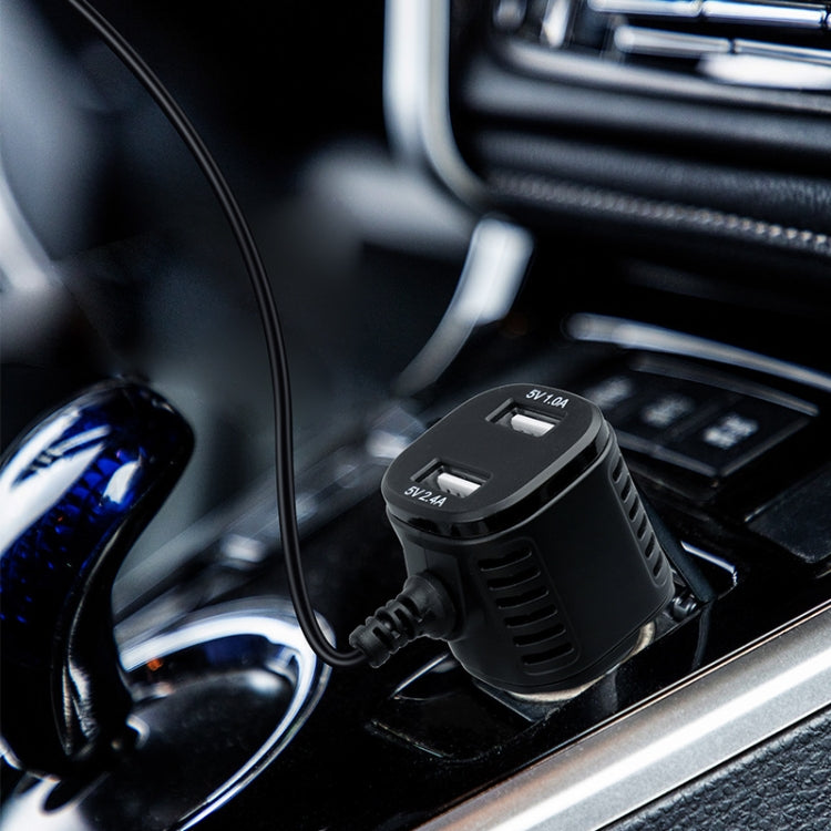 H519 Car Charger Driving Recorder Power Cord Dual USB With Display Charging Line, Specification: Mini Straight - Cigar Socket by buy2fix | Online Shopping UK | buy2fix