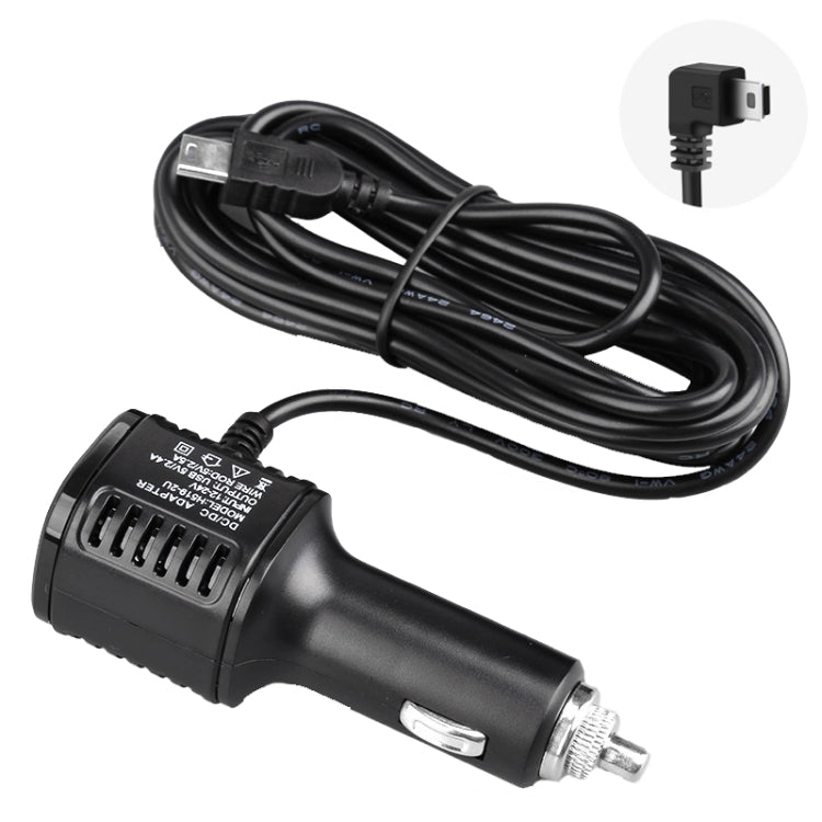 H519 Car Charger Driving Recorder Power Cord Dual USB With Display Charging Line, Specification: Mini Right Elbow - Cigar Socket by buy2fix | Online Shopping UK | buy2fix
