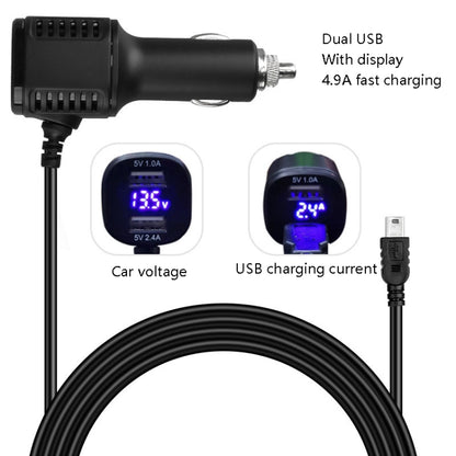 H519 Car Charger Driving Recorder Power Cord Dual USB With Display Charging Line, Specification: Mini Right Elbow - Cigar Socket by buy2fix | Online Shopping UK | buy2fix