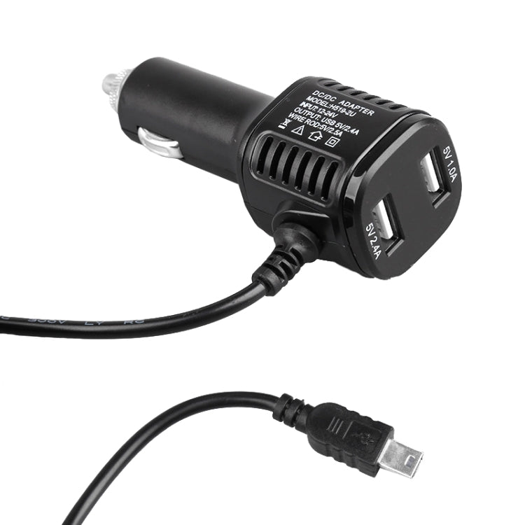 H519 Car Charger Driving Recorder Power Cord Dual USB With Display Charging Line, Specification: Mini Right Elbow - Cigar Socket by buy2fix | Online Shopping UK | buy2fix