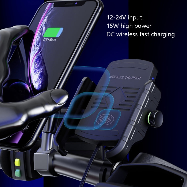M9 Motorcycle Wireless Charging Mobile Phone Bracket 15W Fast Charging Mobile Phone Navigation Bracket(Black) - Holder by buy2fix | Online Shopping UK | buy2fix