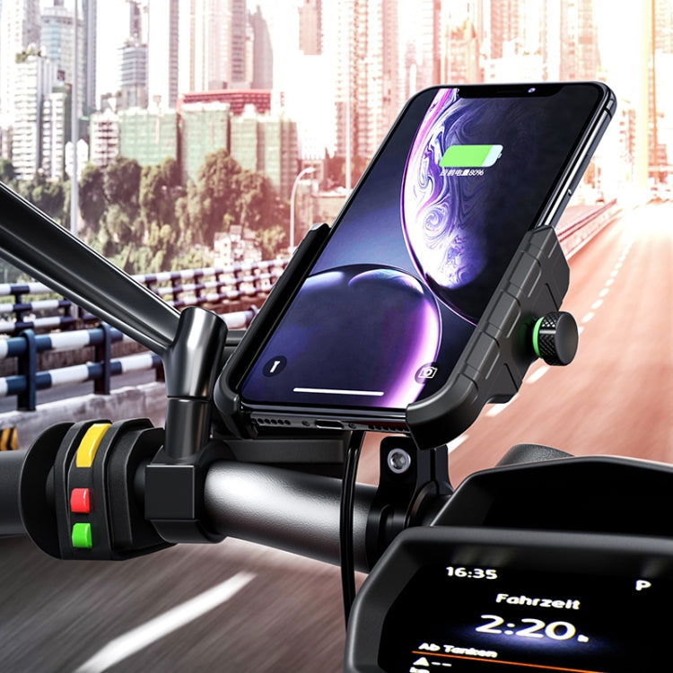 M9 Motorcycle Wireless Charging Mobile Phone Bracket 15W Fast Charging Mobile Phone Navigation Bracket(Black) - Holder by buy2fix | Online Shopping UK | buy2fix