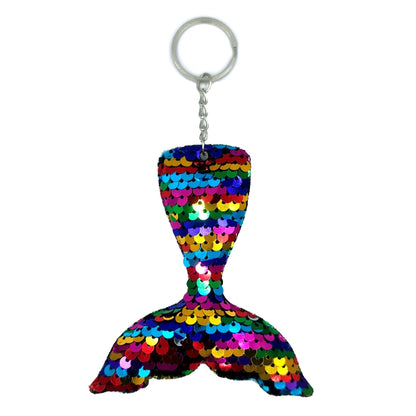 10 PCS Reflective Mermaid Keychain Sequins Mermaid Tail Accessories Car Luggage Pendant(Colorful 33) by buy2fix