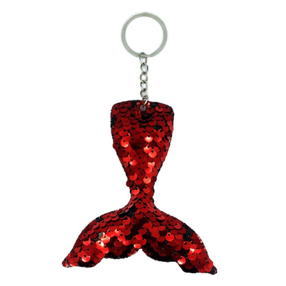 10 PCS Reflective Mermaid Keychain Sequins Mermaid Tail Accessories Car Luggage Pendant(Red 17) by buy2fix